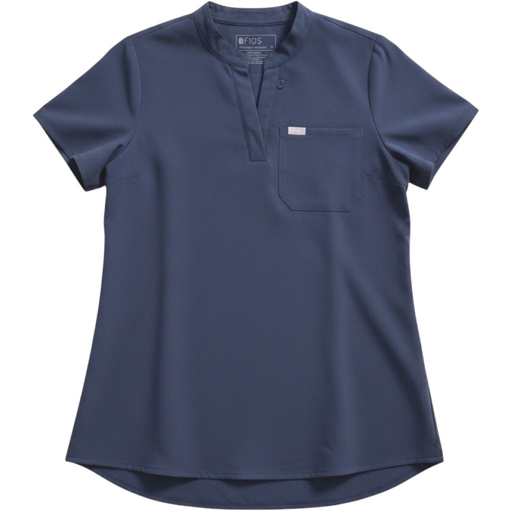 FIGS Scrub Top Labor & Delivery Mandarin Collar Loop PO2366 Space Navy - Medium